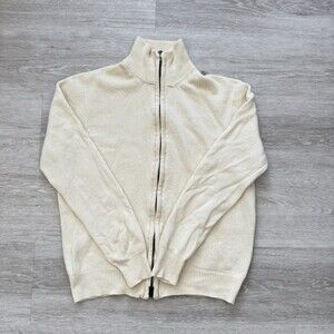 ORIGINAL VINTAGE STYLE Cashmere/Wool Blend Sweater Full-Zip  Cream Ivory Men's S